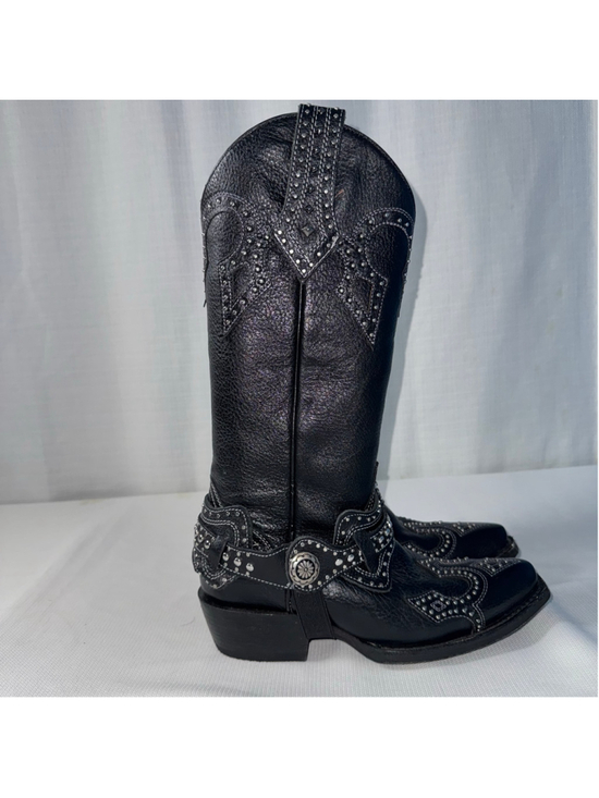 J.B. Dillon Shoes - JB Dillon Snip Toe Leather Black Studded Western Cowboy Rodeo Boots Size 7